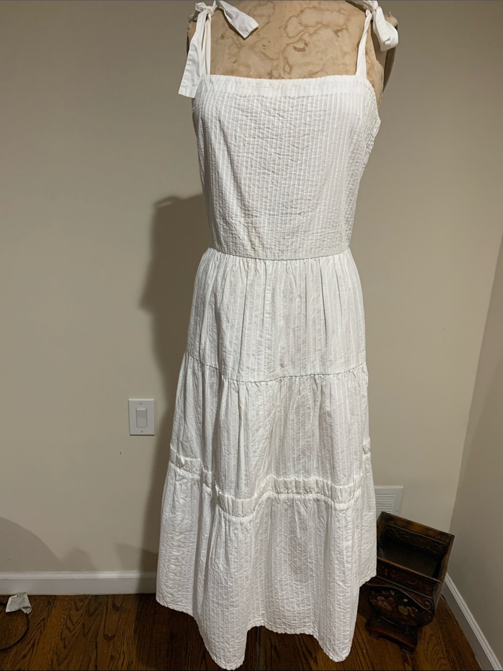 TopShop White Tie-Shoulder Midi Dress